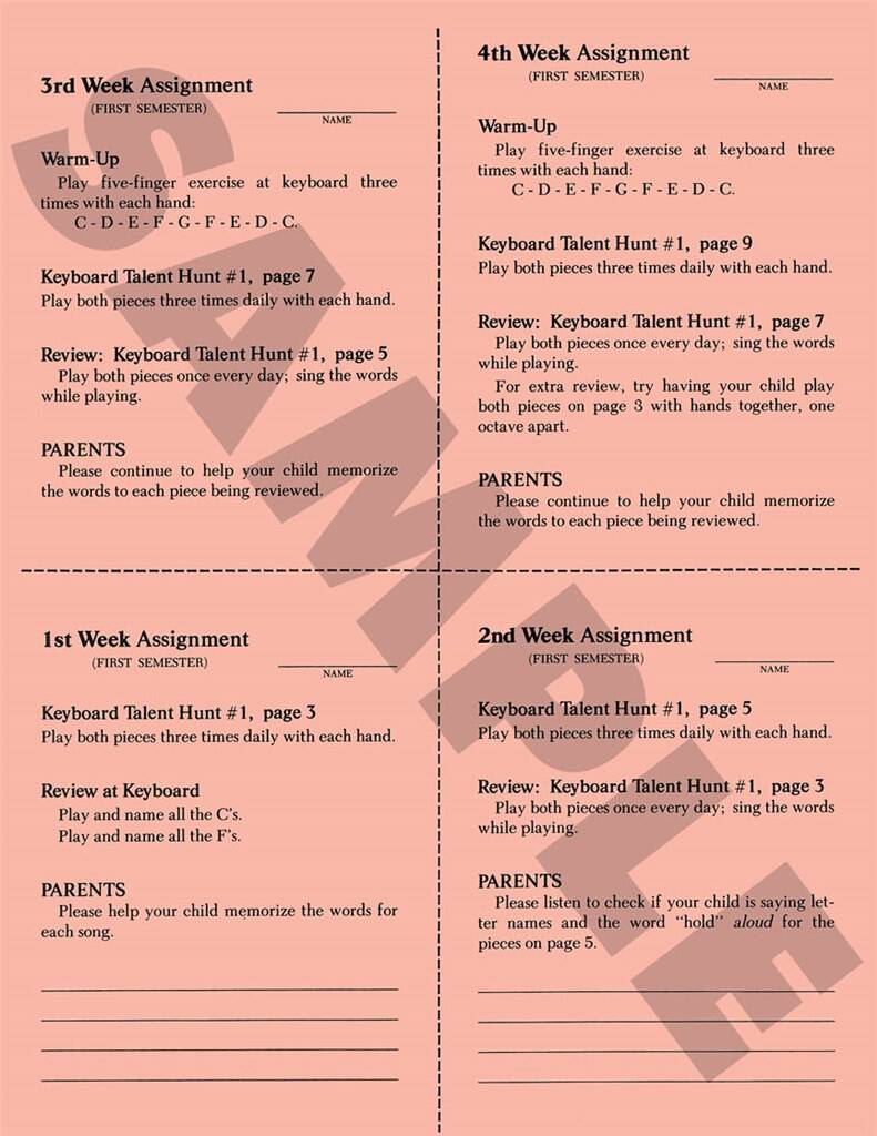 1st Semester Class Lesson Sheets