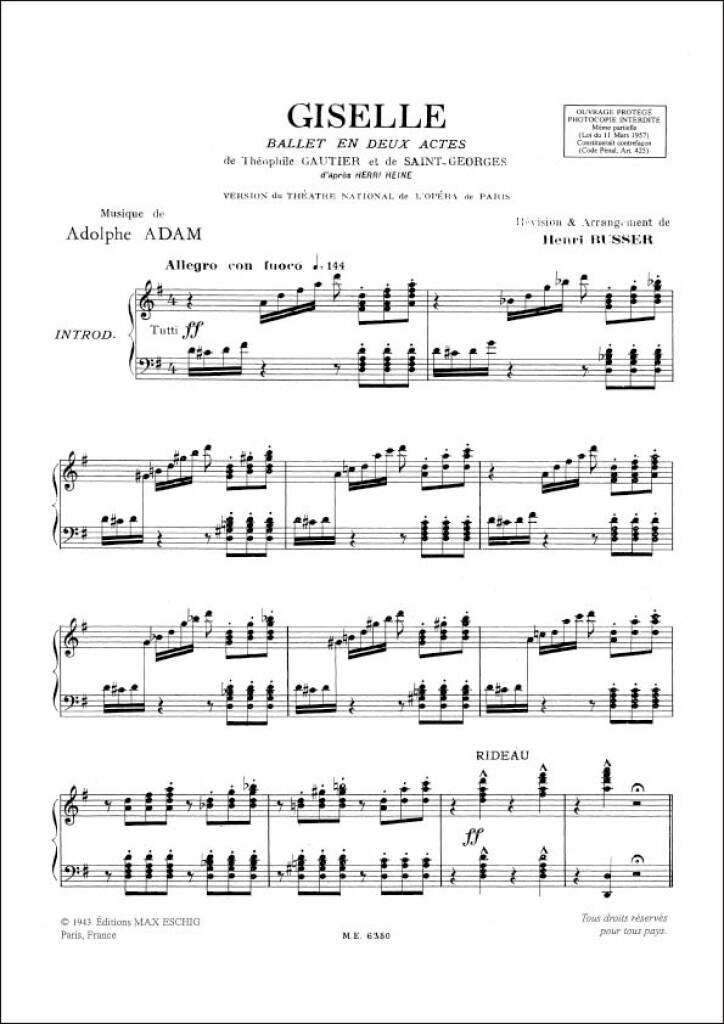 Giselle Ballet Piano (Busser)
